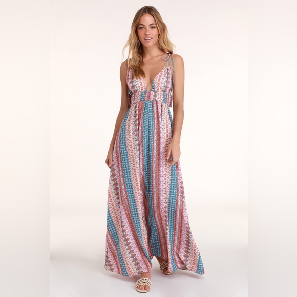 ‼️SOLD‼️ NWT Lulu’s Boho Plunge Maxi Dress Size S - Picture 6 of 11